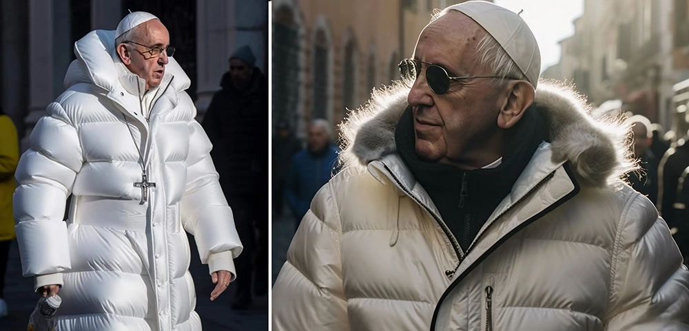 Papa Francesco trapper, immagini fake